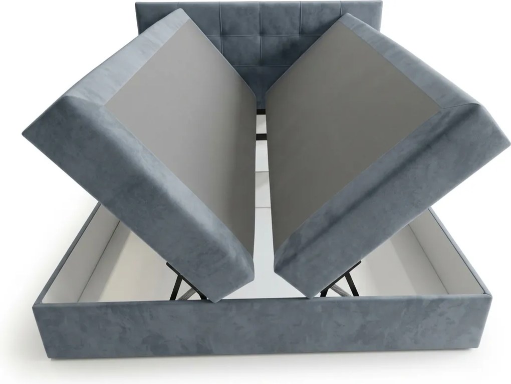 Pat tapițat boxspring DIRELIS TRINITY 140x200 cm gri Saltea: Saltea cu arcuri Bonell