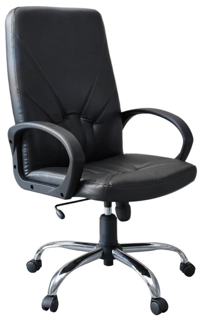 Scaun directorial Manager KD, baza cromata, piele ecologica, negru