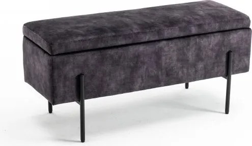 Bancheta cu spatiu de depozitare Loft 100cm, catifea gri