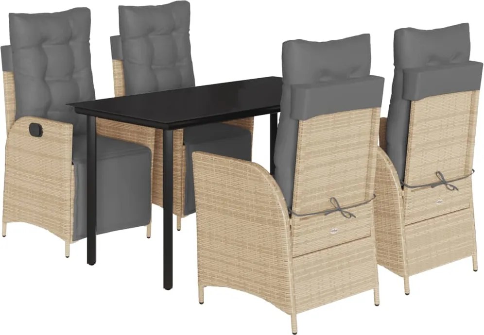 vidaXL Set mobilier pentru grădină, 5 piese, cu perne, bej, poliratan