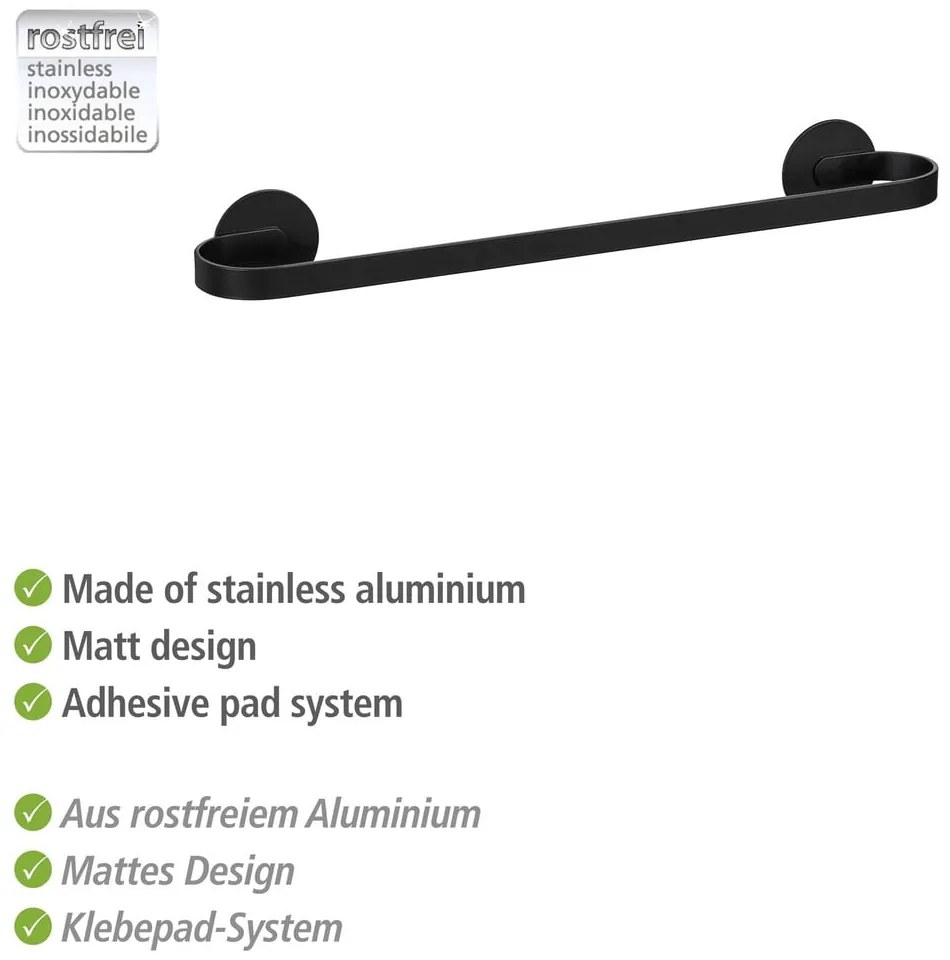 Suport pentru prosoape negru mat autoadeziv din metal Bivio – Wenko