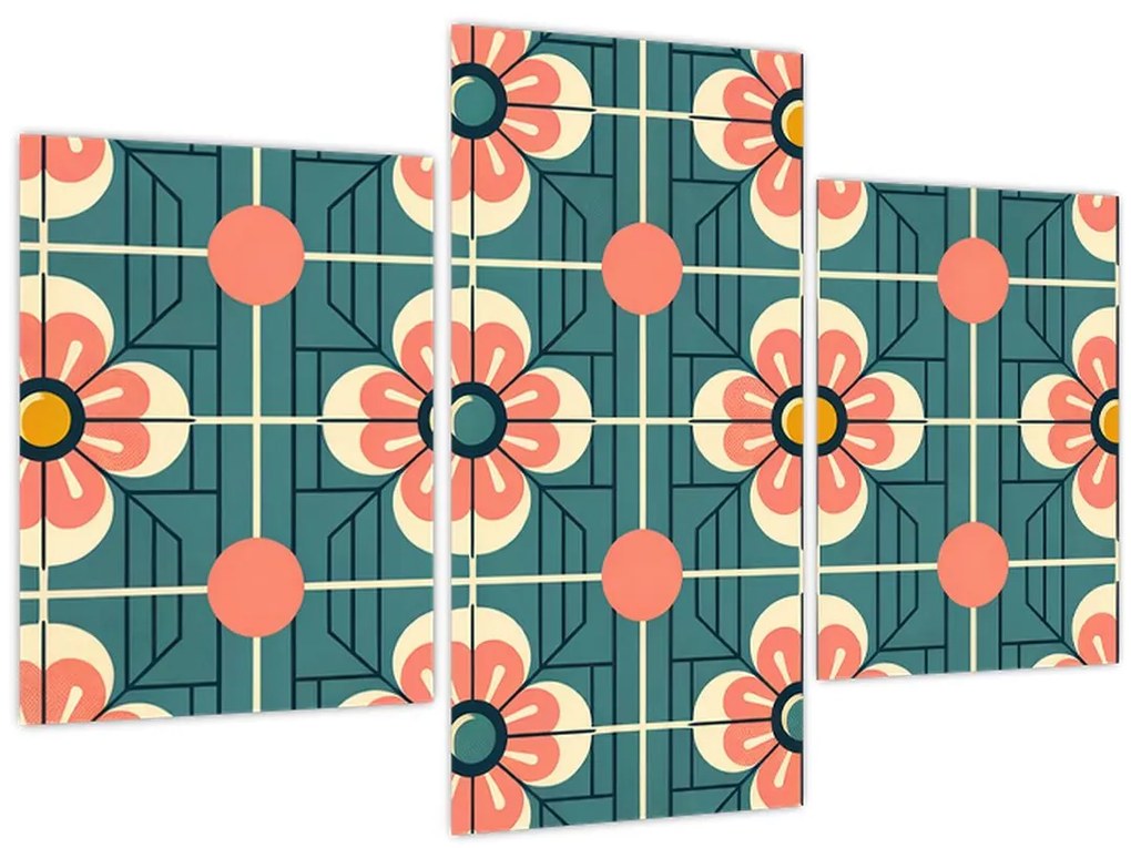 Tablou - Model retro cu flori (90x60 cm)