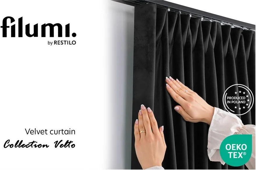 Draperie neagră dimout (semi-opacă) din catifea 400x225 cm Velto – Filumi