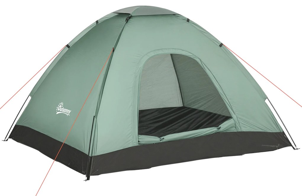 Outsunny Cort Iglu 2 Locuri Camping Ușă Fermoar Plasă Tantari Geantă Transport 206x185x120cm Verde | Aosom Romania