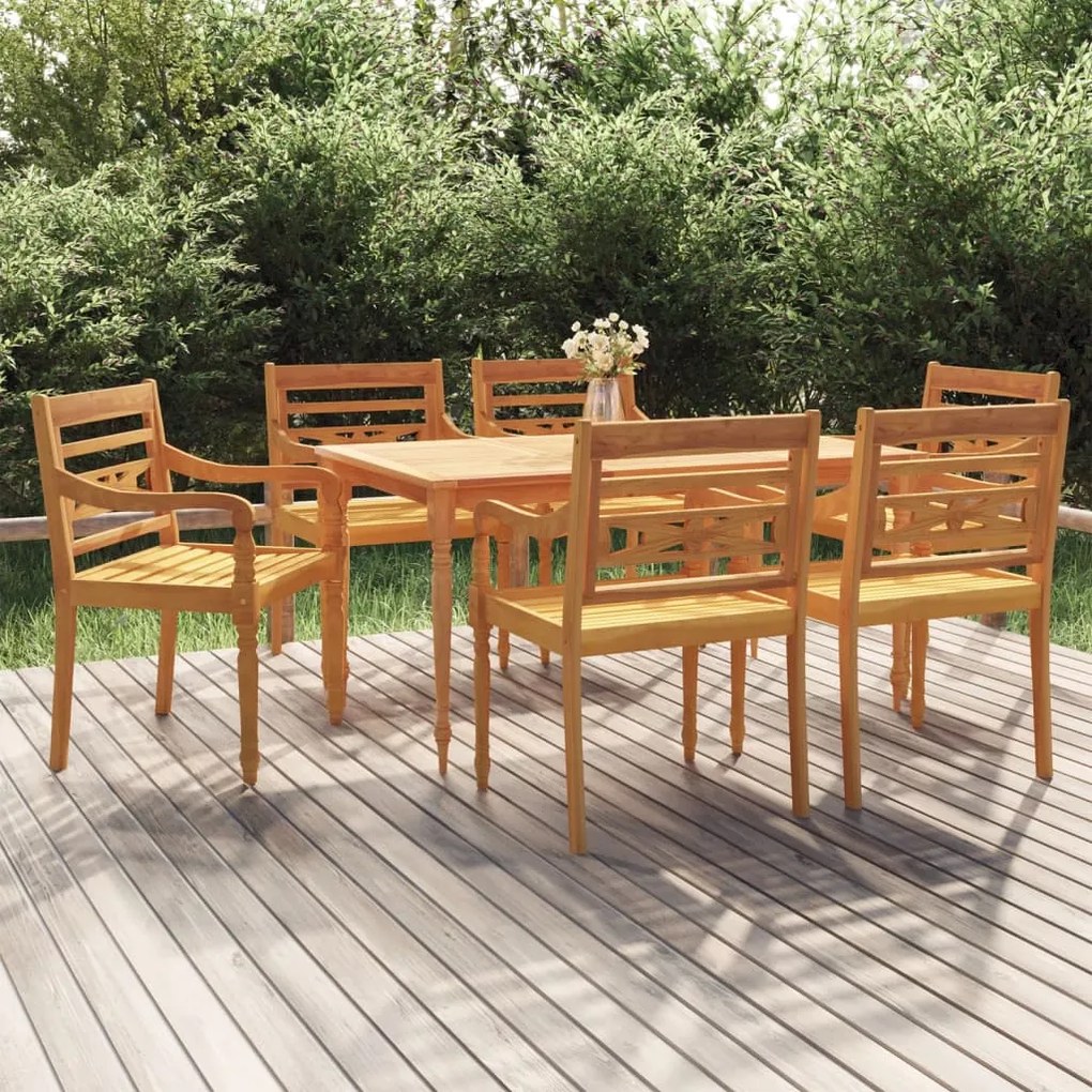 3100788 vidaXL Set mobilier de grădină, 7 piese, lemn masiv de tec