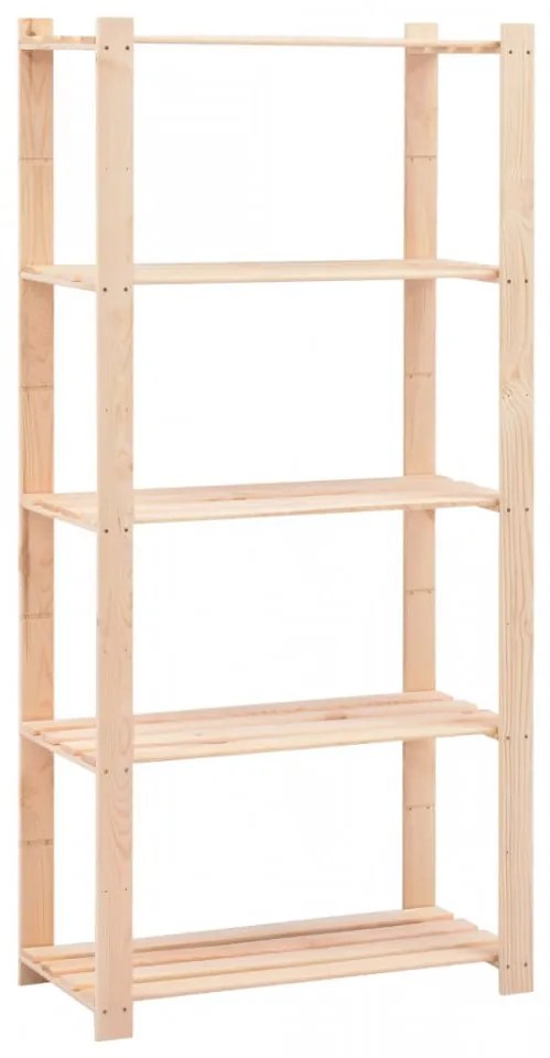 Raft depozitare 5 niveluri, 80x38x170 cm, pin masiv, 250 kg