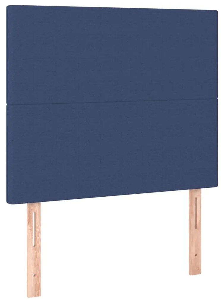 Pat box spring cu saltea, albastru, 90x200 cm, textil Albastru, 90 x 200 cm, Design simplu