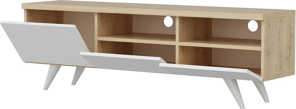 Comoda TV, Hanah Home, Brüksel, 150x46x35 cm, Stejar / Alb