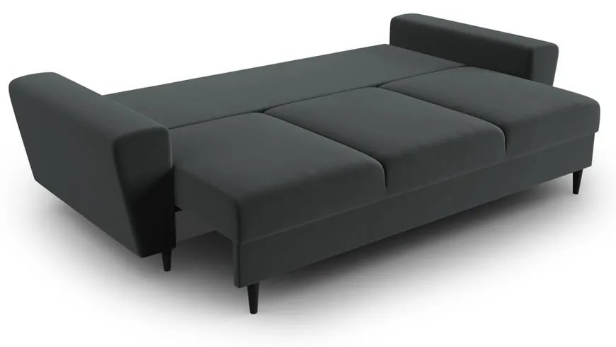 Canapea gri închis extensibilă, cu spațiu de depozitare cu tapițerie din catifea 235 cm Kyoto – Cosmopolitan Design