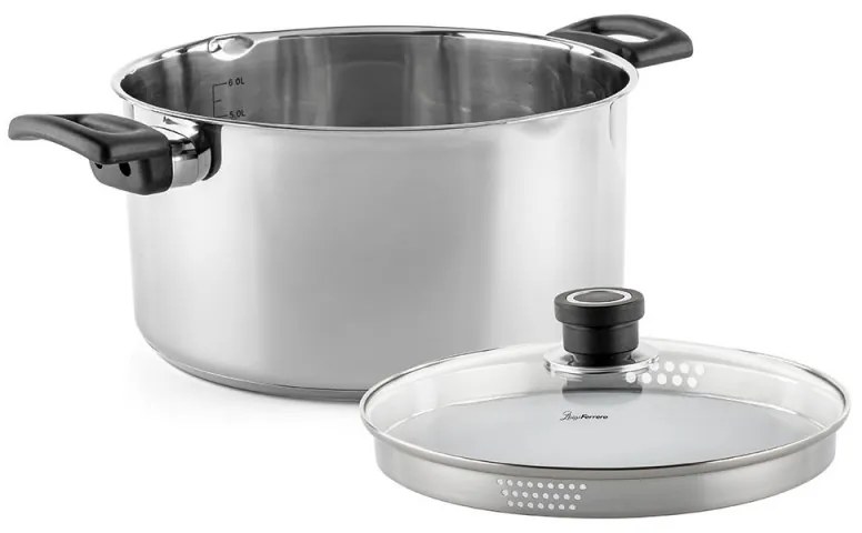 Cratiță Luigi Ferrero Sophia FR-3406, 26x14 cm, 7 l, Oțel 18/10, Capac din sticlă, Inducție, Inox