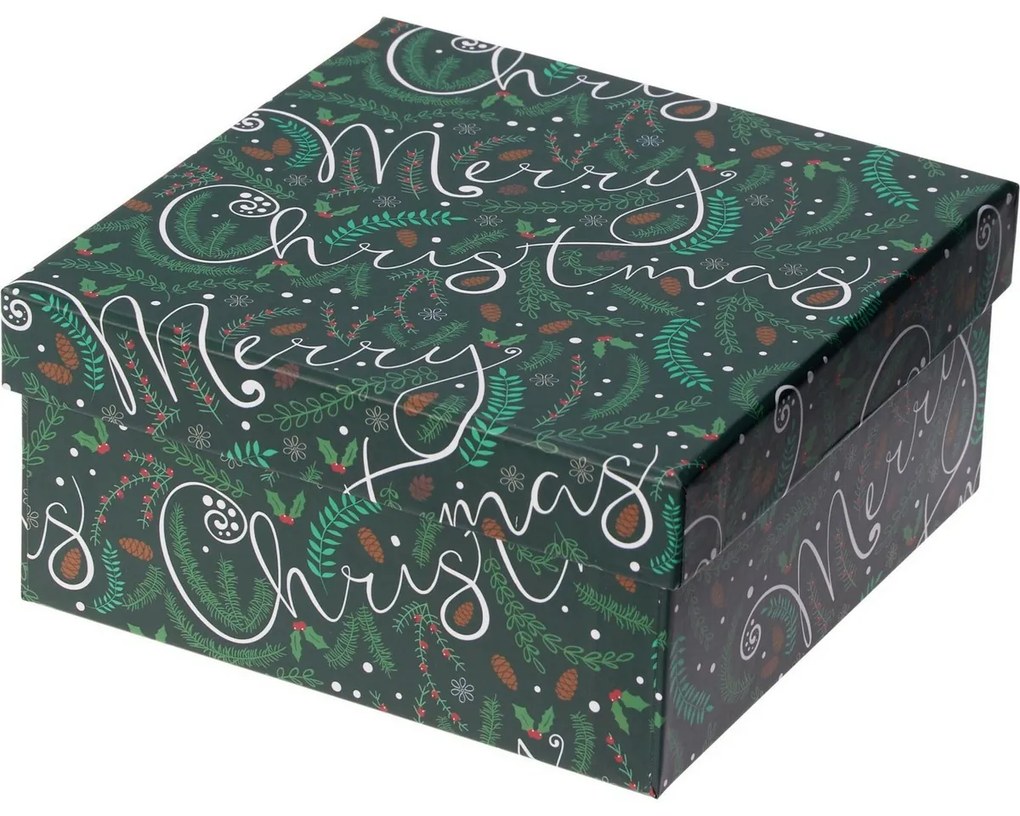 Cutie cadou de Crăciun, verde, 14,5x7x14,5 cm