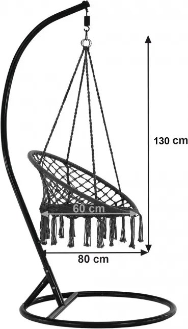 Scaun suspendat KOLUMBIA gri cu perna