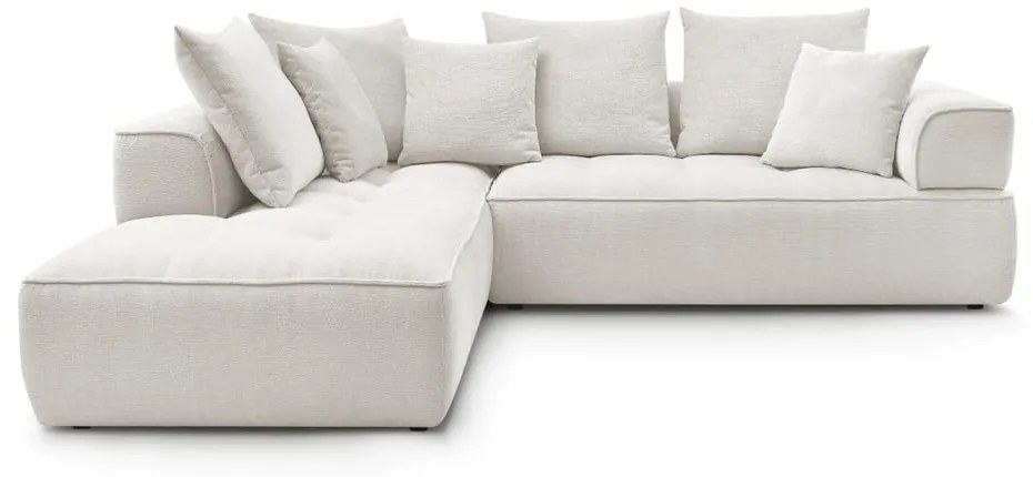 Colțar bej cu tapițerie din chenille (cu colț pe partea stângă/în formă de ”L”) Whesley – Bobochic Paris