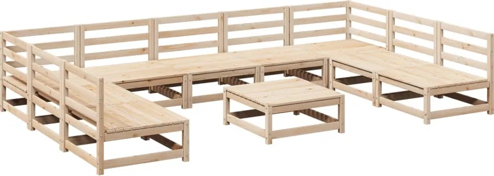 vidaXL Set canapea de grădină, 10 piese, lemn masiv de pin