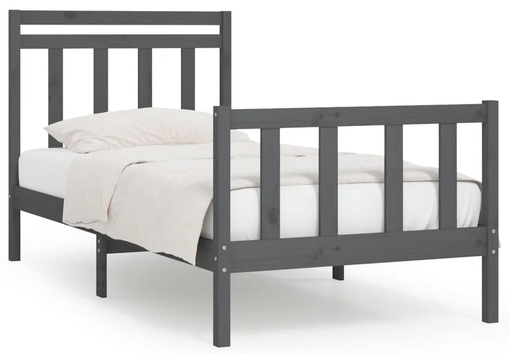 3107015 vidaXL Cadru de pat, gri, 90x200 cm, lemn masiv de pin
