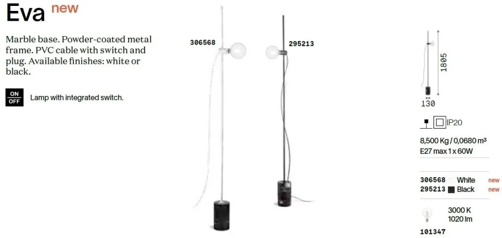Lampadar modern minimalist Eva pt1 negru