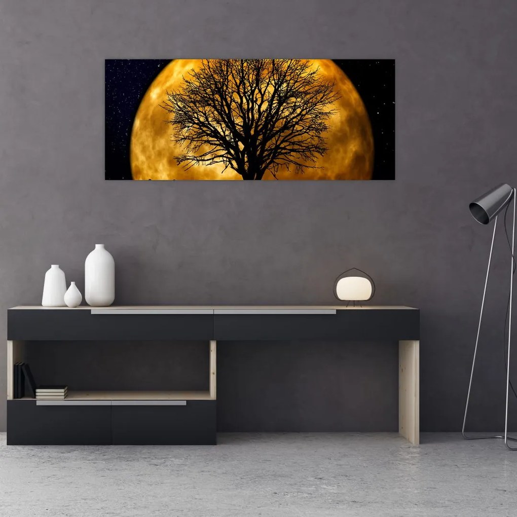 Tablou cu luna și siluete (120x50 cm)