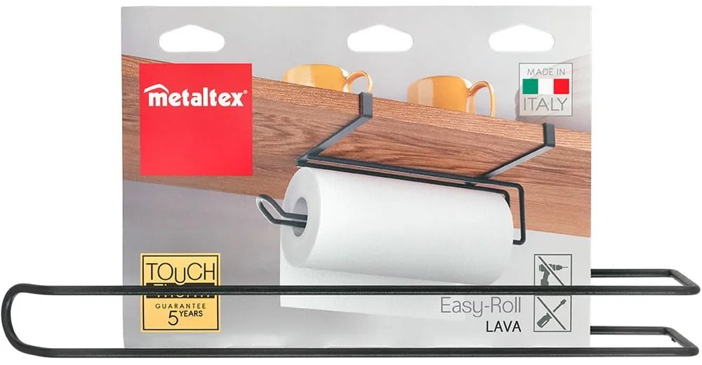 Suport suspendat pentru prosoape de bucătărie Metaltex, negru