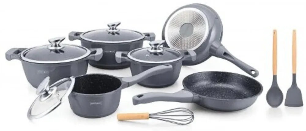 Set de oale si tigai 10 piese cu manere detasabile Silver