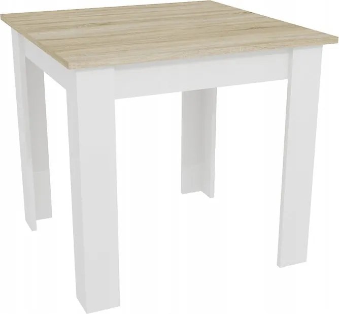 OFERTA Masa de dining alba cu blat in decor stejar sonoma MADO 80x80 Clasa a II-a