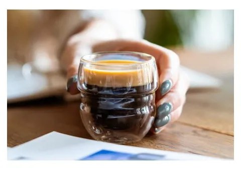 Set de 2 pahare cu pereți dubli Vialli Design Sferico, 70 ml