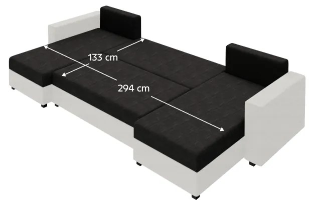 Canapea universală, negru/alb/gri, TRIPOLIS U