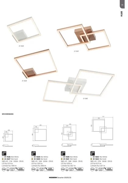 Redo 01-1643 - Plafonieră LED dimabilă KLEE LED/57W/230V, auriu