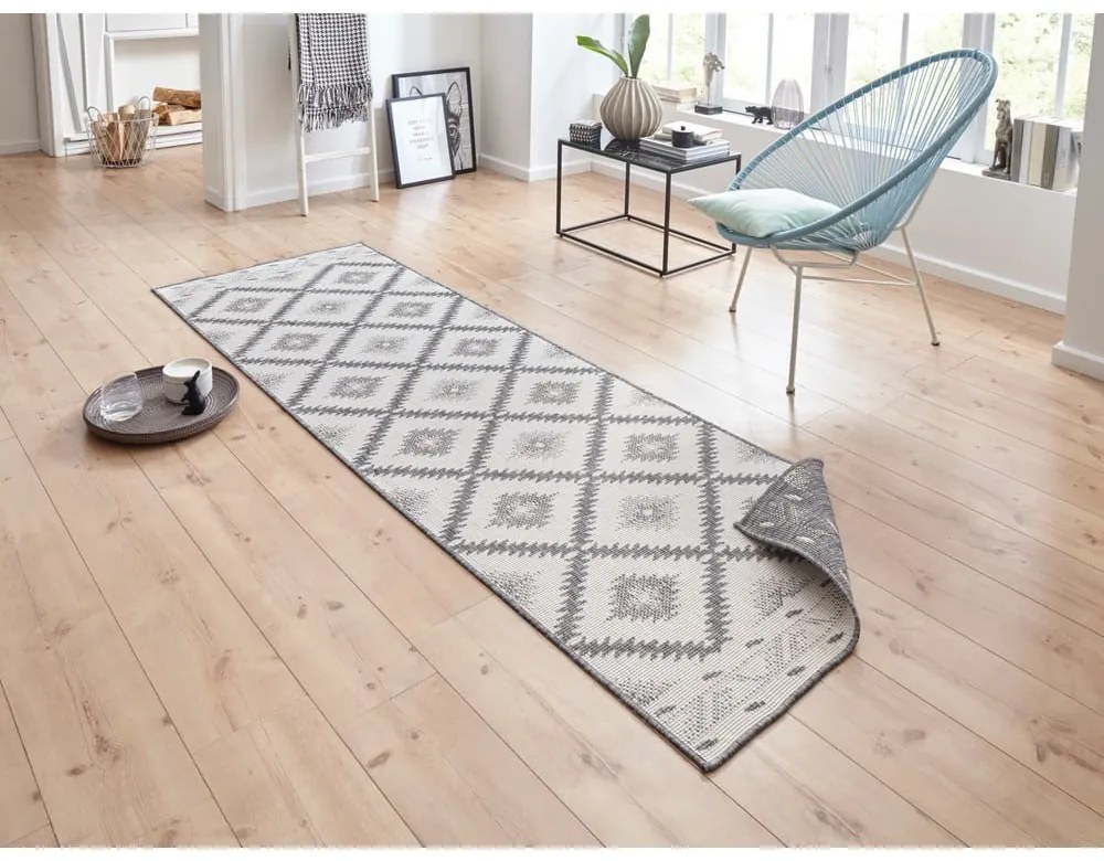 Covor adecvat pentru exterior NORTHRUGS Malibu, 80 x 350 cm, gri-crem