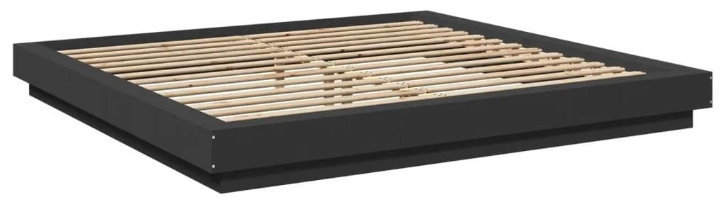 3281078 vidaXL Cadru de pat cu lumini LED, negru, 180x200 cm, lemn prelucrat
