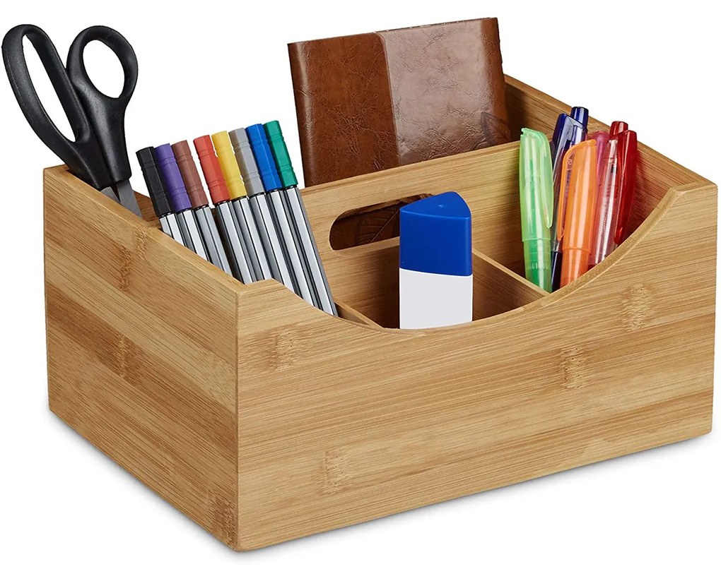 Organizator birou cu maner Bambus 25 x 18 x 12 cm