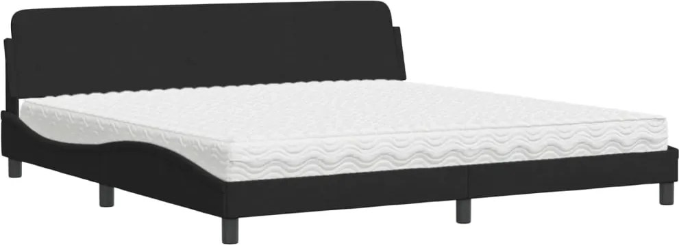 vidaXL Pat cu saltea, Dover, negru, 200x200 cm, catifea