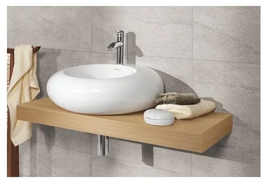 Lavoar pe blat, Villeroy&amp;Boch Pure Stone, 60.5x54cm, Star White CeramicPlus, 517061R2