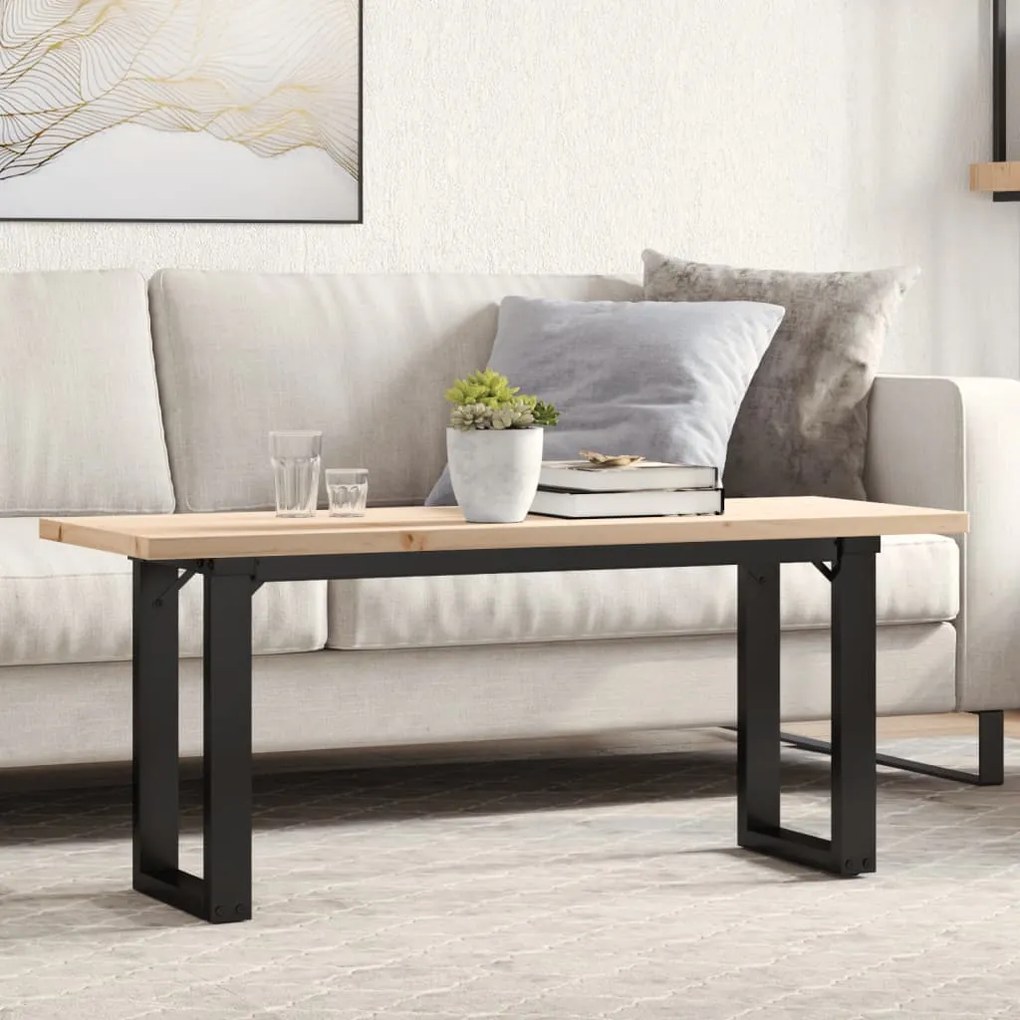 vidaXL Masă de cafea, cadru O, 110x40x45,5 cm, lemn masiv pin și Oţel