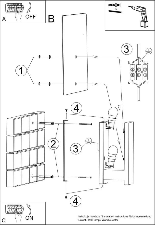 Aplică de perete natural Parola – Sollux