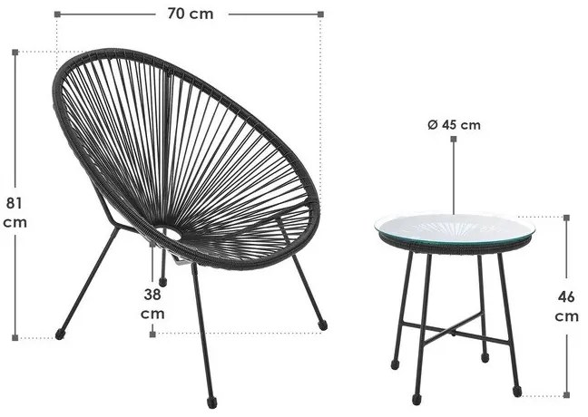 Juskys Set de balcon Ostana