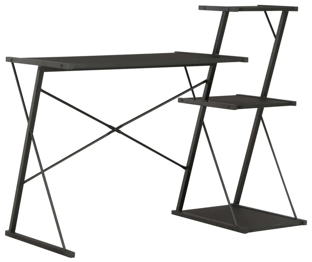 Birou cu raft, negru, 116 x 50 x 93 cm