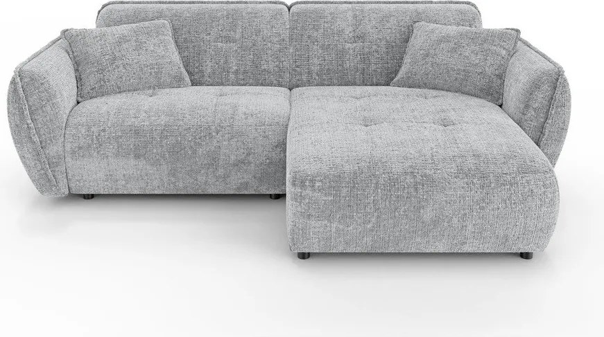 Colțar gri deschis cu tapițerie din chenille (cu colț pe partea dreaptă/cu șezlong) Nelia – Ropez