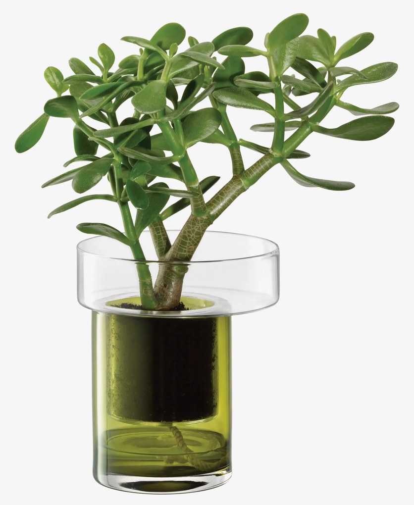 Ghiveci de flori cu auto-irigare Balcony, î. 19 cm, diam.16 cm, transparent/verde măsliniu - LSA international