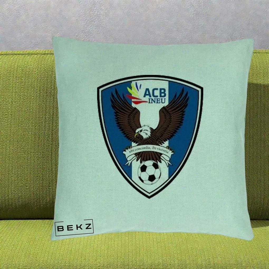 Perna Personalizata ACB Ineu Fotbal, 40x40 cm, Verde Menta, Husa Detasabila, Perna Inclusa, BEKZ®