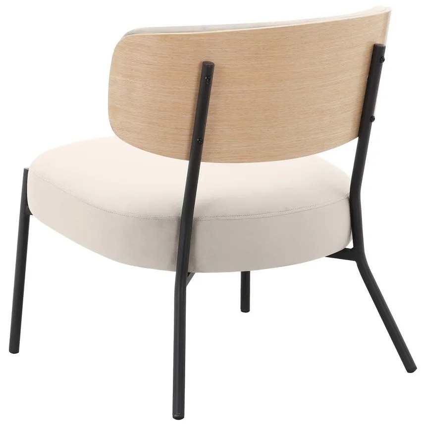 Fotoliu cu taburet crem cu tapițerie din catifea Jerry – Støraa