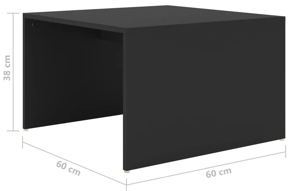 Set masute de cafea suprapuse, 3 piese, negru, 60x60x38 cm, PAL 1, Negru