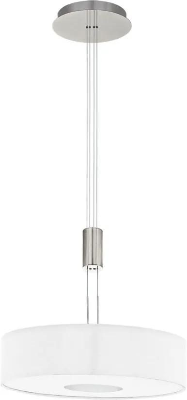 Lustra tip pendul LED Romao I tesatura/otel, alb, diametru 38 cm
