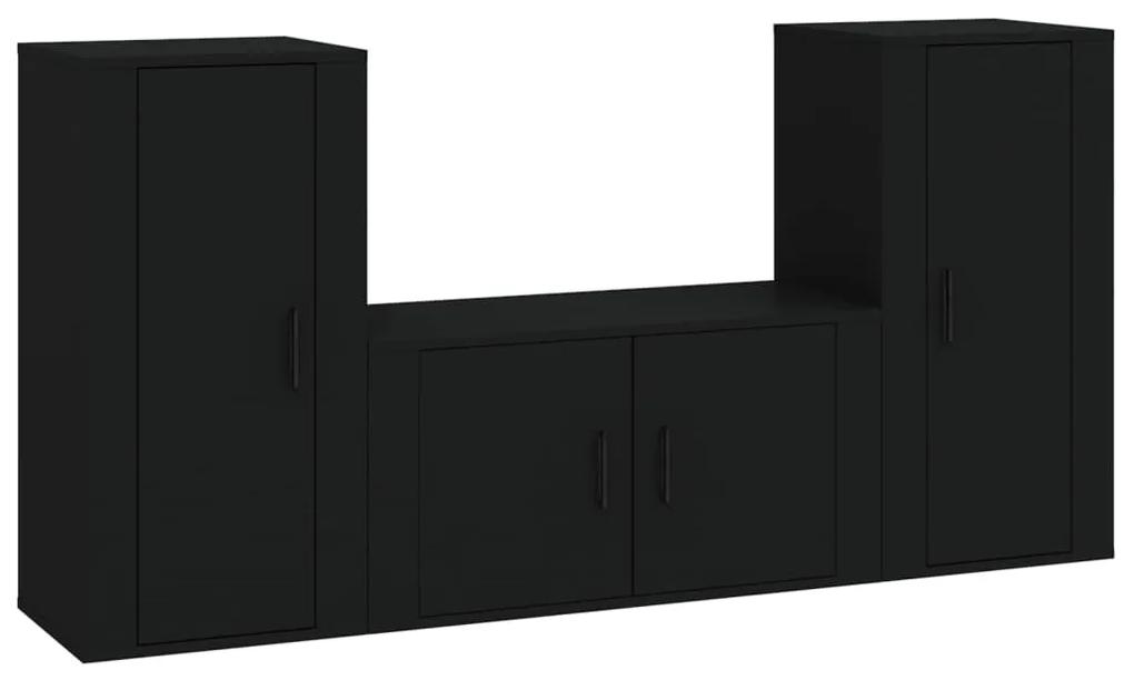 3188527 vidaXL Set dulapuri TV, 3 piese, negru, lemn prelucrat