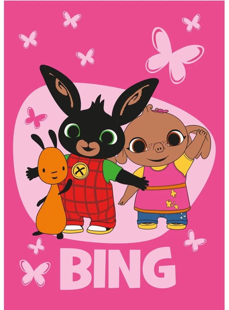 Pătură pentru copii roz din polar/fleece 100x150 cm Bing Bunny "Butterflies" – Jerry Fabrics