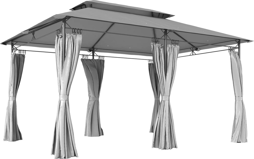 Outsunny Pavilion de Grădină cu Acoperiș Dublu, 397x297x265 cm, Alb Crem | Aosom Romania