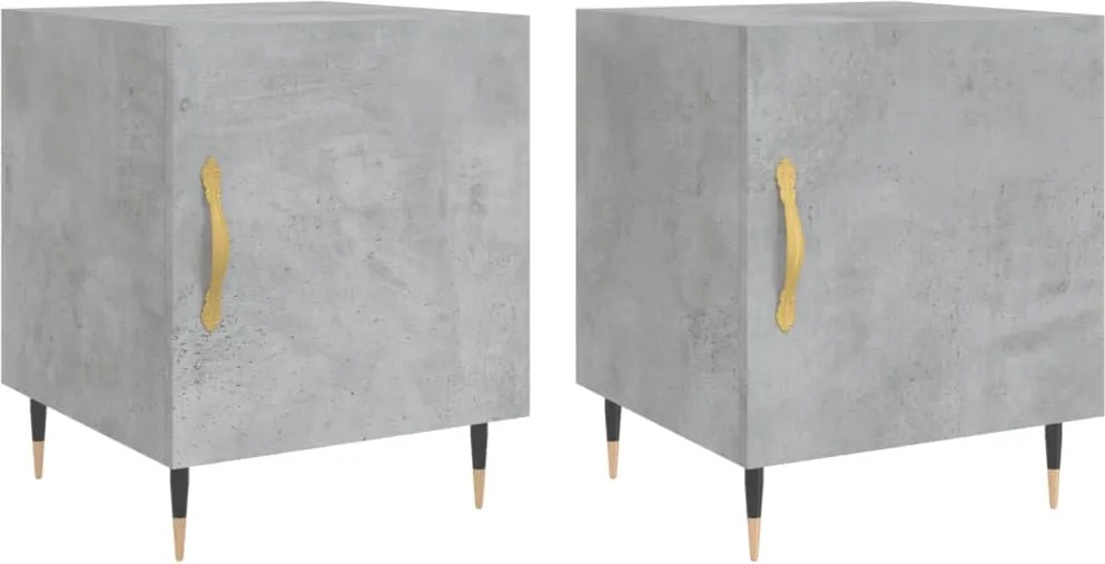 vidaXL Noptiere, 2 buc., gri beton, 40x40x50 cm, lemn compozit