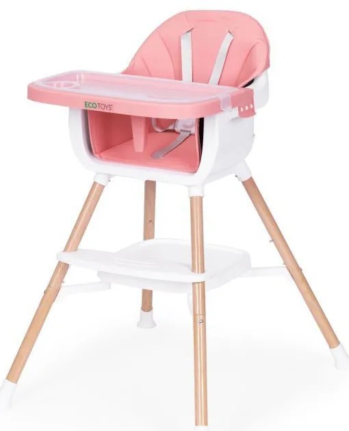 Scaun înalt pentru copii 2 în 1 roz