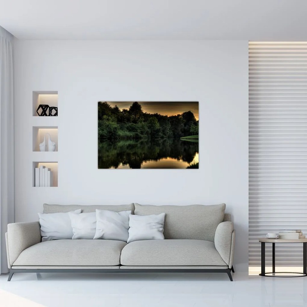 Tablou cu lac în pădure (90x60 cm)