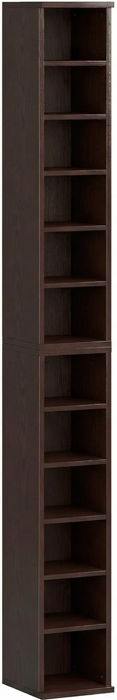 HOMCOM Set de 2 etajere coloane dulap de depozitare CD-DVD 12 compartimente 21 x 22,5 x 88,5 cm capacitate 204 CD-uri maro | Aosom Romania