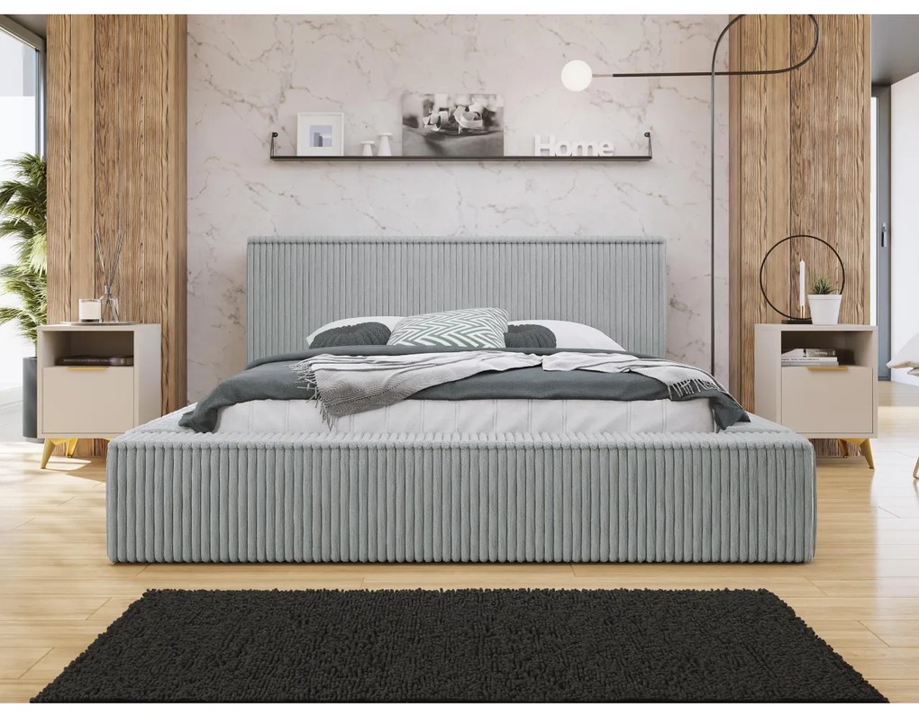 Pat matrimonial 140 cm Gretty S (Gri) (cu somieră) (cu sp. depozitare). Promo -17%. 1104131